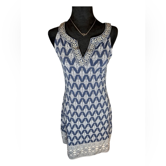 Magnolia Grace Navy Embroidered Shift Dress XS Petite Boho Style Sleeveless - Picture 1 of 5